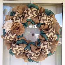 Burlap Chevron Teal Wreath Neutral Colors So Cute Wreath Crafts Crafts Diy Wreath