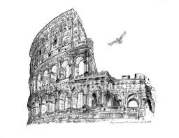 El coliseo se levantaba en el corazón de la antigua roma. Coliseo Roma Italia La Pluma Y La Tinta De Dibujo A Lapiz Etsy