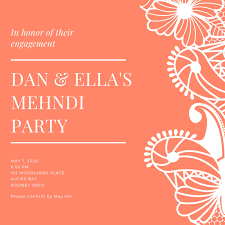 Mehndi ceremony is one of a pre wedding event celebrate in hindu culture and in a few countries. Customize 17 Mehendi Invitations Templates Online Canva