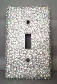 Bling Silver Glitter With Clear Ab Rhinestone Light Switch Cover Plate