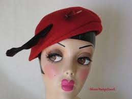 Vintage Red Beret With Stunning Feather by Henry Pollak Co. NY