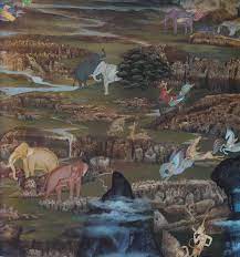 ช างหลากตระก ล รวมท งช างกร นทป กษาตอนบนของภาพ ถ ดลงมาเป นนกการว ก ด รงคป กษ ณ และเทพนรส งห ท มาร ป หน งส อไตรภ ม กถา ฉบ บร ชกาลท ศ ลปะไทย จ ตรกรรม ศ ลปะ