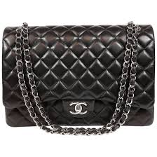 Authentic Black And White Chanel Bag Pre Owned Chanel Classic Double Flap Quilted Maxi Black Modesens Chanel Classic Chanel Handbags Chanel
