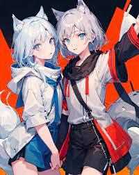 1boys），（shota），（high-definition quality，Masterpiece level），cute teen  character，Dark gray hair，blue colored eyes，（Wolf ears），（Wolf tail），One  tail，（No ears），（younge boy），（Ear covering），（hair covered ears），facial  camera，A ...