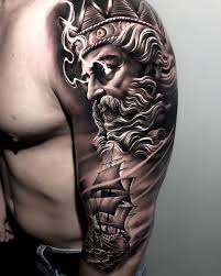 Neptune Sailing Ship Greek Tattoos Poseidon Tattoo Leg Tattoo Men