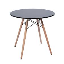 The table features a round laminated wood top and a lacquered metal base. Furniturer Mid Century Modern Dining Table Round 31 5in Solid Wood Legs Walmart Canada