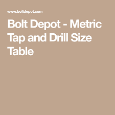 Bolt Depot Metric Tap And Drill Size Table Garage Shop