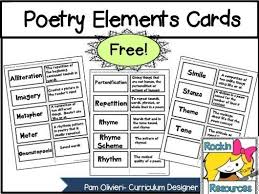 Free Poetry Elements Cards Great For A Poetry Scavenger Hunt Designed By Rockin Resources Poetry Elements Poetry Lessons Teaching Poetry