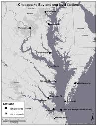 map of the chesapeake bay region and location of tide gauge