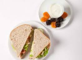 Use olive oil instead of butter: Cheese And Salad Sandwich On Wholemeal Bread Followed By Yogurt And Dried Fruit Food Standards Scotland