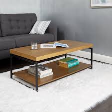That's two tables for the price of one! Better Homes Gardens Juno Natural Wood Coffee Table With Shelf Walmart Com Walmart Com