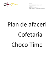 Doc Plan De Afaceri Cofetaria Choco Time Cuprins 1 Sinteza Planului De Afaceri Vera Fatnik Academia Edu