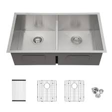 Extra deep 8 bowls.great for those big pasta pots! 33 Inch Undermount Kitchen Sink Low Divide Double Bowl 50 50 16 Gauge Stainless Steel Kitchen Sink Basin 33 X19 X10 Overstock 32954635