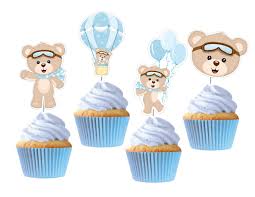 12 fun summer cupcake ideas. Pilot Bear Cupcake Toppers 12 Pcs Airplane Cake Picks Blue Etsy Hot Air Balloon Baby Shower Hot Air Balloon Party Decorations Hot Air Balloon Party
