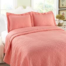 Coral throw pillow cover cottons 18 x 18 for sofa or bedroom etc.: Laura Ashley Solid Coral Quilt Set From Beddingstyle Com
