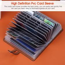 4.9 out of 5 stars 1,146. Black Credit Card Holder For Multiple Cards And Credit Card Organizer With Plastic Sleeves Pu Leather Business Card Organizer Holder With 95 Standard Storage Capacity Office Products Filing Products Urbytus Com