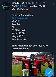 Fifa 21 pedri pro clubs creation подробнее. Eduardo Camavinga Has Been Added To Fifa 20 Career Mode Fifacareers
