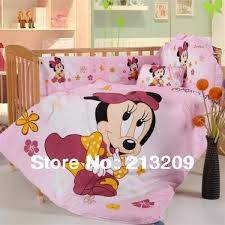 de nouvelles 2014 dessin anime de marque mickey minnie mouse coton broderie lit bebe literie 7parts ens baby crib bedding baby nursery bedding baby crib sets