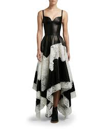 Alexander Mcqueen Leather Tiered Lace Cocktail Dress In 2020 Cocktail Dress Lace Alexander Mcqueen Dresses Black And White Cocktail Dresses