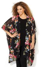 Plus Size Fashion Clothing Including Tops Pants Dresses Coats Suits Boots And More Avenue Sheer Floral Kimono Fashion Fashion Outfits
