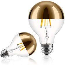 Half Chrome Light Bulb 6w 60w Equivalent Dimmable Led Edison Bulb G80 G25 Globe Shape Decorative Led Bulb Half Gold Reflect Led Bulb Chrome Lights Light Bulb