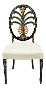 Karges Hepplewhite Adams Style Hand Painted Prince Of Wales Plume Carved Black Side Chair On Chairish Com Black Side Chair Chair Side Chairs