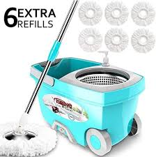 Enjoy Exclusive For Tsmine Spin Mop Bucket System Stainless Steel Deluxe 360 Spinning Mop Bucket Floor Cleaning System 6 Microfiber Replacement Head Refills 61 In 2020 Spin Mop Floor Cleaner Microfiber Mops