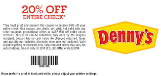 Saving 4 A Sunny Day 20 Off At Denny S Dennys Coupons Printable Coupons Coupons