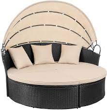 Whether you are just lounging, or entertaining friends, at home has patio collections in many styles and colors that match. Amazon Com Devoko Patio Furniture Outdoor Round Daybed With Retractable Canopy Wicker Rattan Separated Seating Sectional Sofa For Patio Lawn Garden Backyard Porch Pool Kitchen Dining