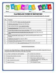 Quiz Includes Dependent And Independent Clauses Simple Compound Complex And Compound Complex Sentence Types Of Sentences Quiz Grammar Quiz Complex Sentences