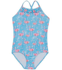 Snapper Rock Girls Blue Flamingo Classic Crossback One Piece Swimsuit Toddler Little Kid At Swimoutlet Com
