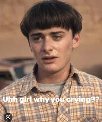 #CapCut idek 😭😭- just did this cause I thought it was funny  😭😭💀💀😂😂😅😅🤣🤣 #willbyers #elevenhopper #mikewheeler #byler #mileven #