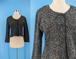 JanetandJaneVintage Y2k Gray Fuzzy Textured Large Cardigan Sweater