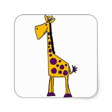 Funky Yellow And Purple Giraffe Cartoon Funny Stickers Cartoon Stickers Funny Giraffe