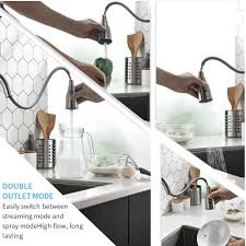 This style has split connections to the hot and cold intake with a bridge that joins the two to the faucet itself (with no center hole). Buy Hvnvn Brushed Nickel Kitchen Faucets With Pull Down Sprayer Single Handle Commercial Kitchen Sink Faucet Single Hole Utility Sink Faucet For Farmhouse And Laundry Sink Stainless Steel Online In Indonesia B08g8bfvc2