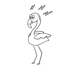 desenhos animados chocado flamingo flamingo. lindo flamingo rosa. adesivo  de desenho animado, contorno grosso para colorir. adesivos de emoção.  surpresa, terror 13789359 Vetor no Vecteezy