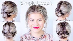 One of the easy updos for medium hair you can try out any time is braiding two bigger strands on each side and bringing them together for a cute half up, half down look. Simple Elegant Updo Hairstyles For Medium Length Hair Milabu Youtube