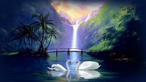 Best hd wallpapers of fantasy, desktop backgrounds for pc & mac, laptop, tablet, mobile phone. Hd Wallpaper Fantasy Love Swan Waterfall Wallpaper Flare