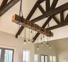 Buy Custom Reclaimed Barn Beam Chandelier Light Fixture Modern Industrial Rustic Restaurant Bar Lighting Made To Order From 7m Woodworking Custommade Com