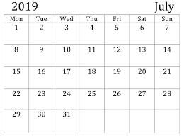 The calendar template shares the same easy to use features with the rest of the calendars by general. Pin On 2019 July Calendar Planner