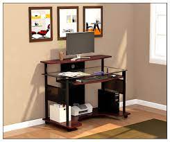 This contemporary desk has a glossy black powder coat finish and clear tempered safety glass. Z Line Designs Cyrus Computer Desk Cherry Black Zl2200 01wsu Best Buy