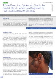 Pdf A Rare Case Of An Epidermoid Cyst In The Parotid Gland Which Was Diagnosed By Fine Needle Aspiration Cytology