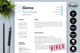 Nurse Resume Template For Microsoft Word Apple Pages Gianna Hamilton Cv Design Template In Resume Templates On Yellow Images Creative Store Nursing Resume Template Cv Design Template Resume Template