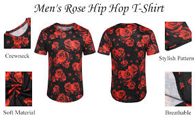 Maybe you would like to learn more about one of these? Coofandy Mens Hipster Hip Hop Ripped Round Hemline Rose Floral T Shirt Longline Curve Pattern Print T Shirt Amazon Com