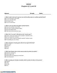 These activities are easy to differentiate for a whole group novel study, but they are also a great fit for literature circles or book clubs. Holes Chapters 8 9 10 Worksheet