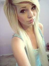 The asymmetric side parting gives two contrasting profiles. Emo Long Scene Hair Scene Hair Short Scene Hair