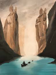 These massive statues are one of the wonders we get to see from up close in the awesome game that is the lord of the rings online. My Painting Of The Argonath Lotr