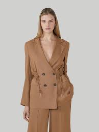 Feather filled coats usually can be washed in the washing machine and put in the dryer unless there is some type of fur. Viscose Fabric Blazer With Drawstring Trussardi