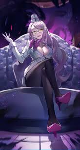 kansya, koyanskaya (fate), koyanskaya (foreigner) (first ascension) (fate),  tamamo (fate), fategrand order, fate (series), highres, 1girl, breasts,  cleavage, couch, crossed legs, darkness, glasses, hat, high heels, large  breasts, long hair, pantyhose