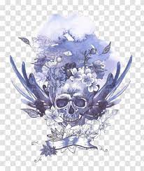 Download transparent floral pattern png for free on pngkey.com. Human Skull Symbolism Royalty Free Floral Design Light Blue Pattern Transparent Png